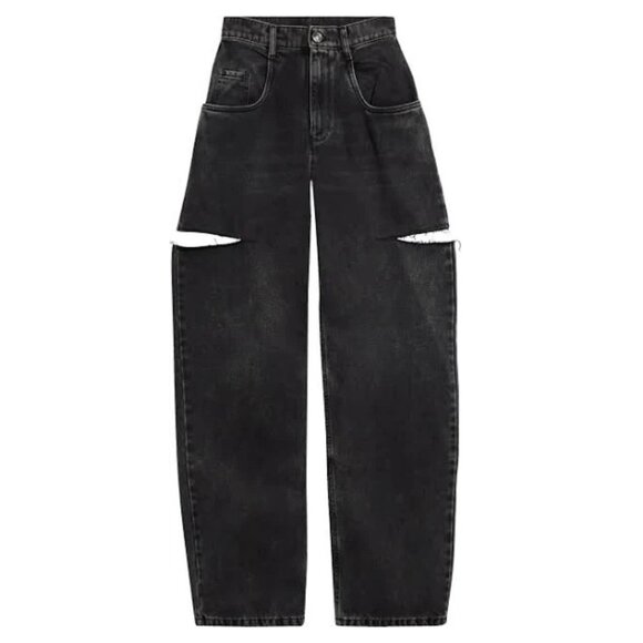 Maison Margiela Ripped Side Slit Cutout Slash Black Denim Jeans size IT 44 US 8 - Picture 2 of 9